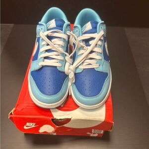 Nike Blue and White Dunk Low Sneakers